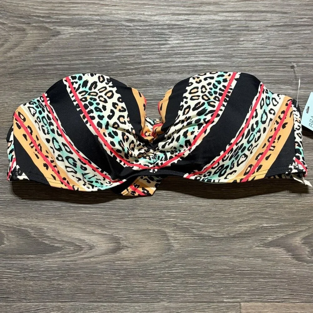NEW Sundazed Black Push-up Underwire Bra Size 34D Bikini Top Swim Wear Tie Back - Picture 2 of 10